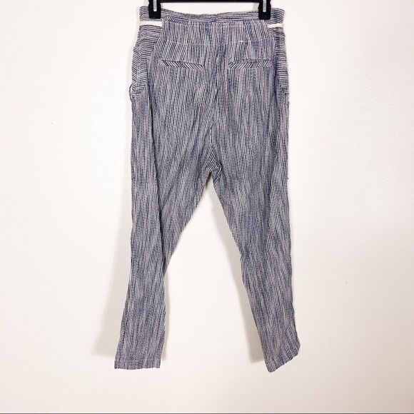 Free People Blue and White Striped Skinny Leg Cotton Soft Pants - Picture 2 of 8